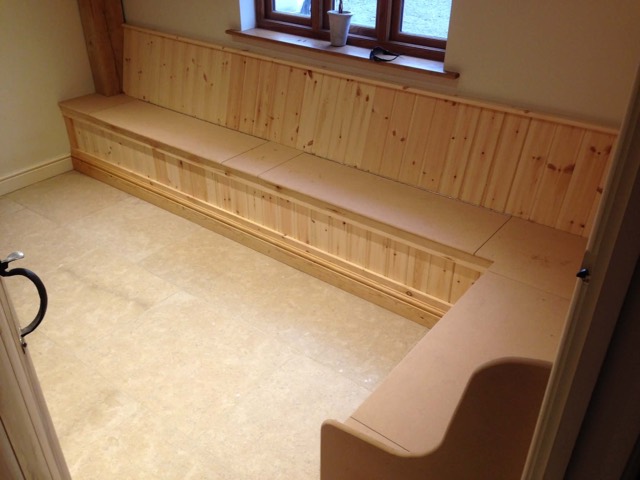 Fitted bench seating in timber